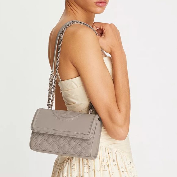 Tory Burch Handbags - {Tory Burch} Fleming Small Convertible Shoulder Bag/ Crossbody Matte - Gray